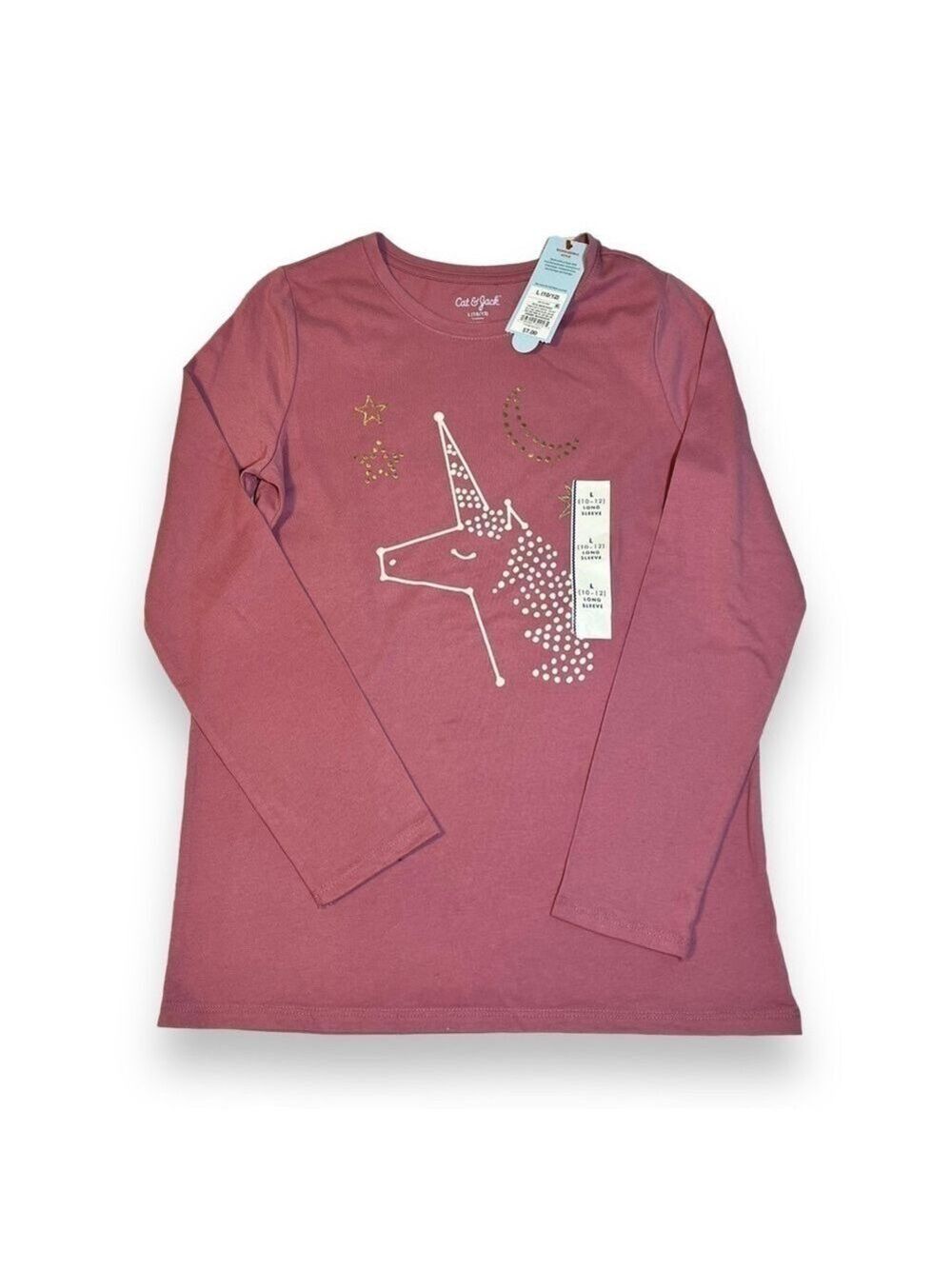 Cat & Jack Royal Mauve Unicorn Long Sleeve Tee Size Large
